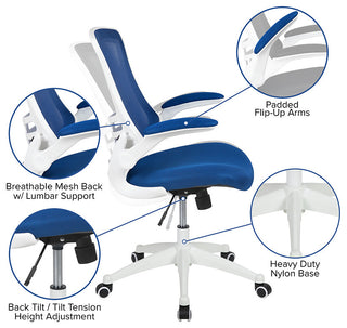Mid-Back Mesh Swivel Ergonomic Task Office Chair, Blue/White