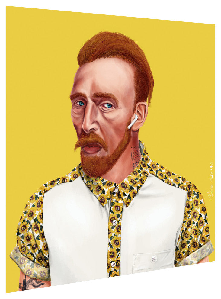 "Hip Vincent Van Gogh" Frameless Reverse Printed Tempered Art Glass Wall Art