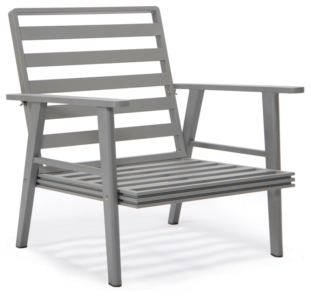 LeisureMod Walbrooke 3-Piece Patio Set With Gray Aluminum Frame and Cushions, Green