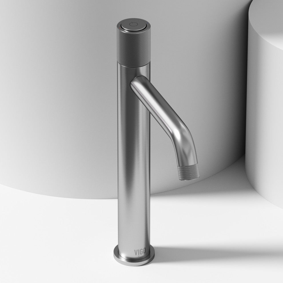 VIGO Apollo 12" H Single Handle Single Hole Bathroom Vessel Faucet, Brushed Nickel