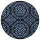 Satara Contemporary Area Rug, Black and Blue, 7'9" Round