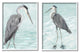 Heron Birds Standing Shallow Beach Water Coastal Waves,11 x 14