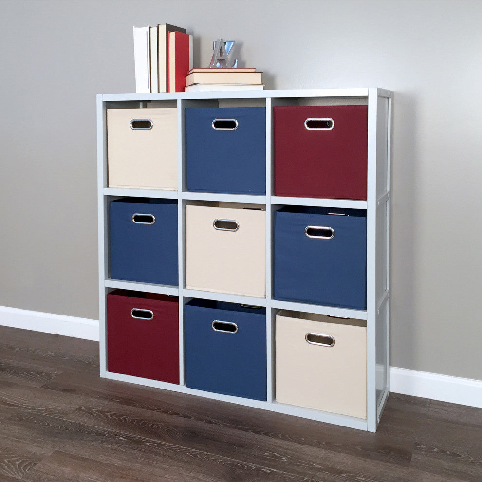 Solid Wood 9 Cube Storage Organizer, Grey