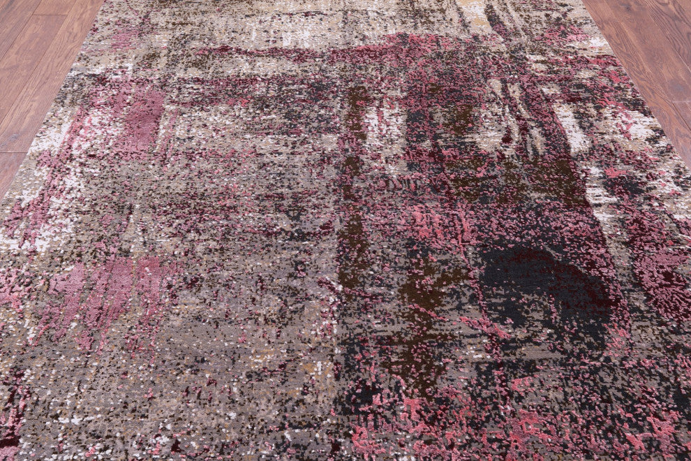 Abstract Wool and Silk Handmade Rug 6' 0" X 9' 1" Q8698