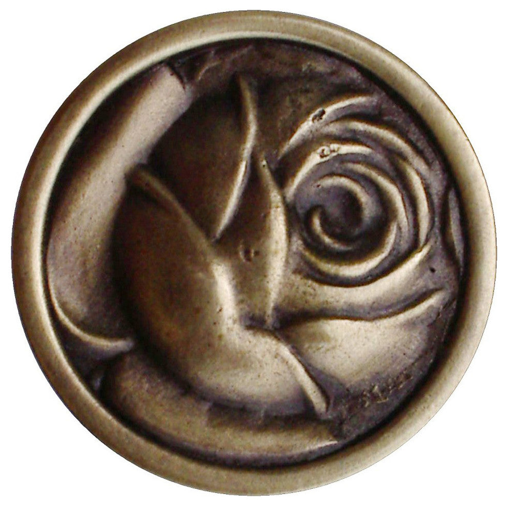 Mckenna's Rose Knob, Antique-Style Brass