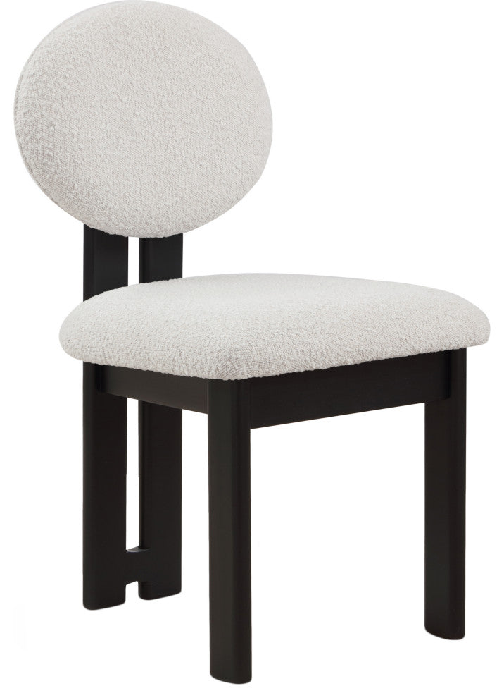 Napa Boucle Fabric Dining Chair, Set of 2, Cream, Black Finish