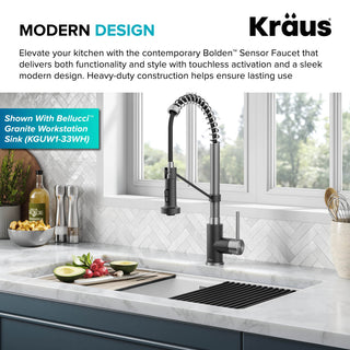 Bolden Commercial Style 2-Function Pull-Down 1-Handle 1-Hole Kitchen Faucet, Spot Free Stainless Steel/ Matte Black (Sensor Touchless)