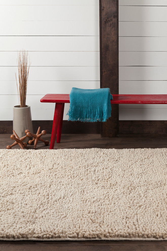 Strata Contemporary Area Rug, White, 9'x13' Rectangle