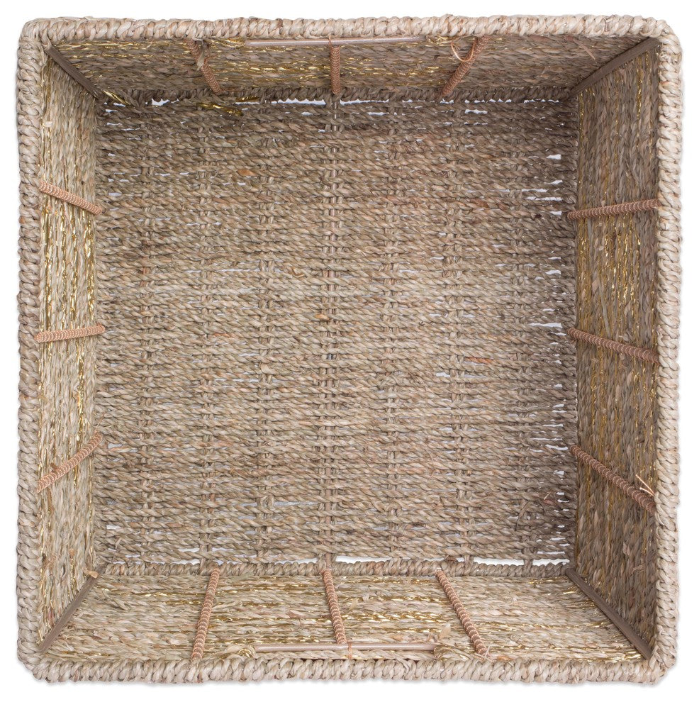 DII Seagrass Cube Metallic Gold Square 11x11x11"