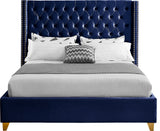 Barolo Velvet Upholstered Bed, Navy, King