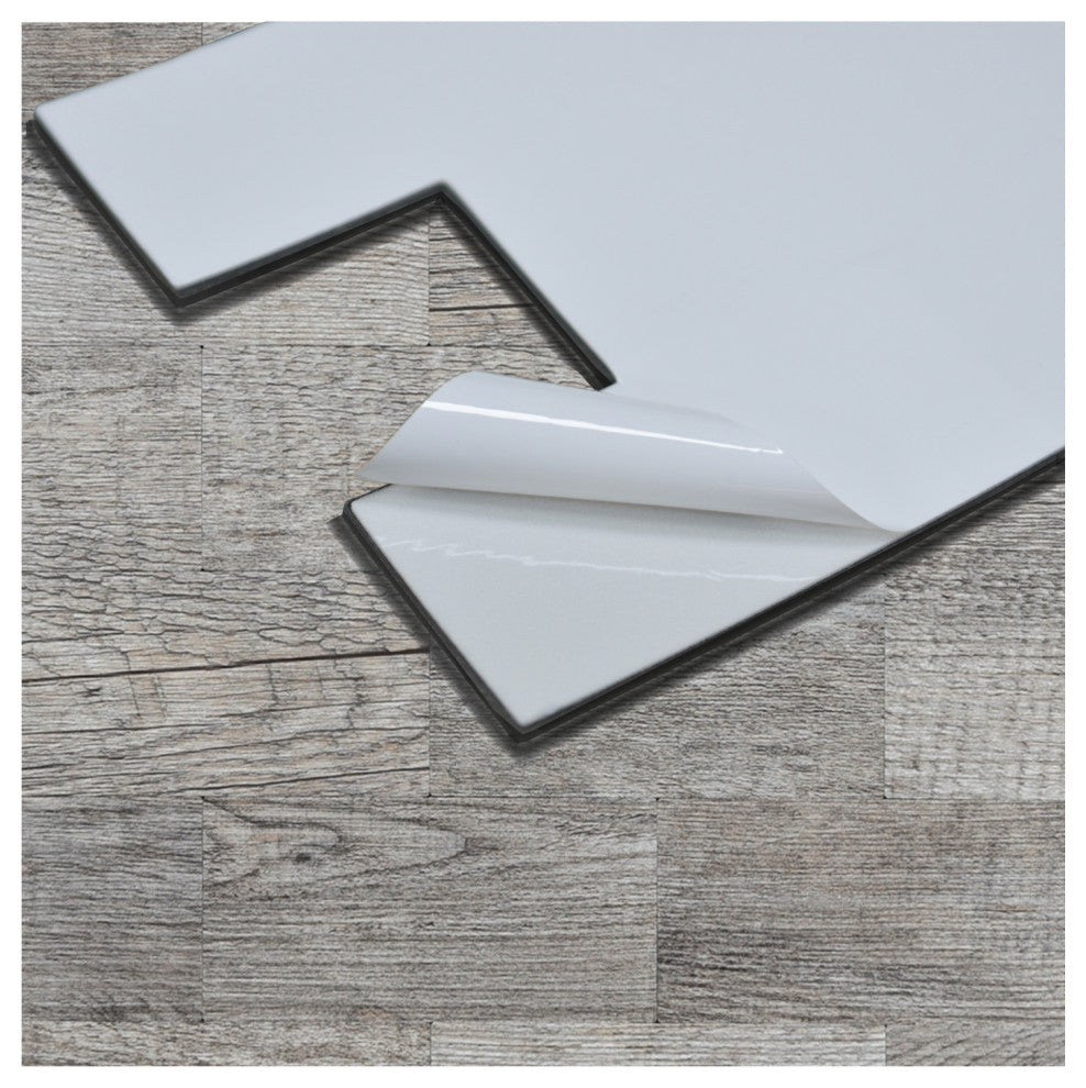 Peel and Stick Backsplash Aluminum Composite Tile 12"x12" Distressed Wood Panel, Wood