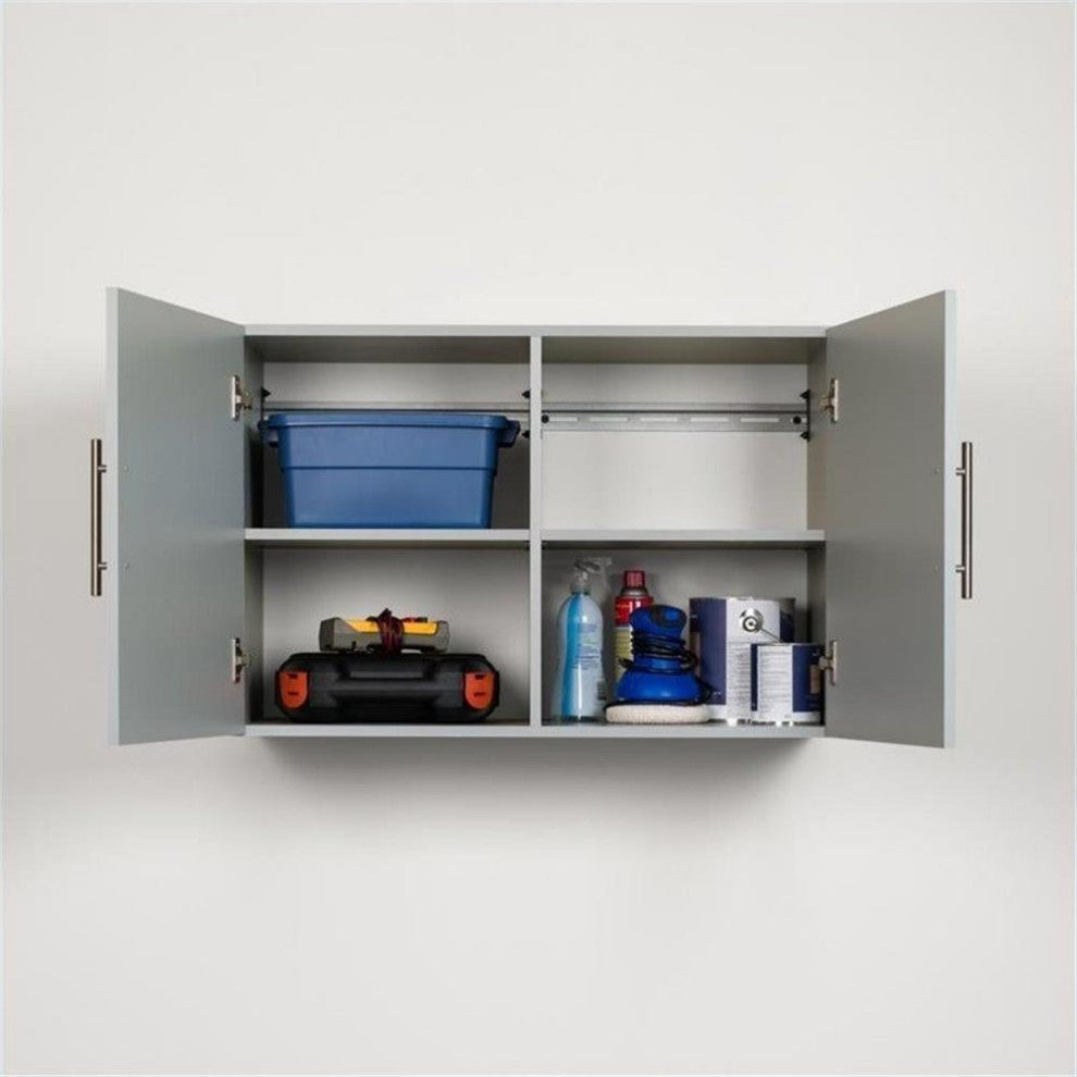 Prepac HangUps 36" Upper Storage Cabinet in Light Grey Laminate