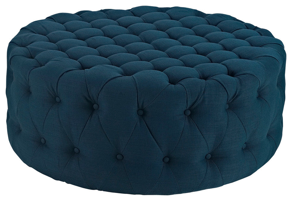 Amour Upholstered Fabric Ottoman - Azure