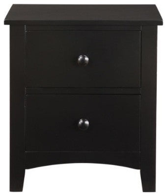 Benzara BM171567 Pine Wood Night Stand With 2 Drawers, Black