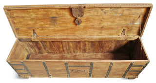 Consigned Vintage Farm Wood & Iron Long Trunk
