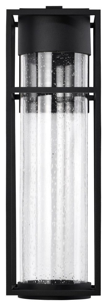 Ledges 10W LED Large Wall Lantern, Matte Black/Clear Seeded Glass