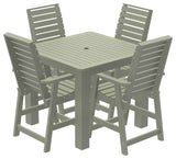 Glennville 5-Piece Square Counter Dining Set, Weathered Acorn, Eucalyptus