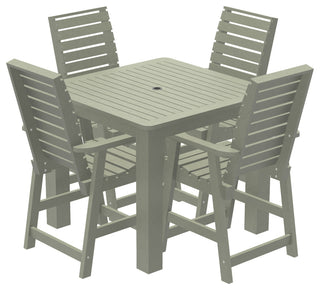 Glennville 5-Piece Square Counter Dining Set, Weathered Acorn, Eucalyptus