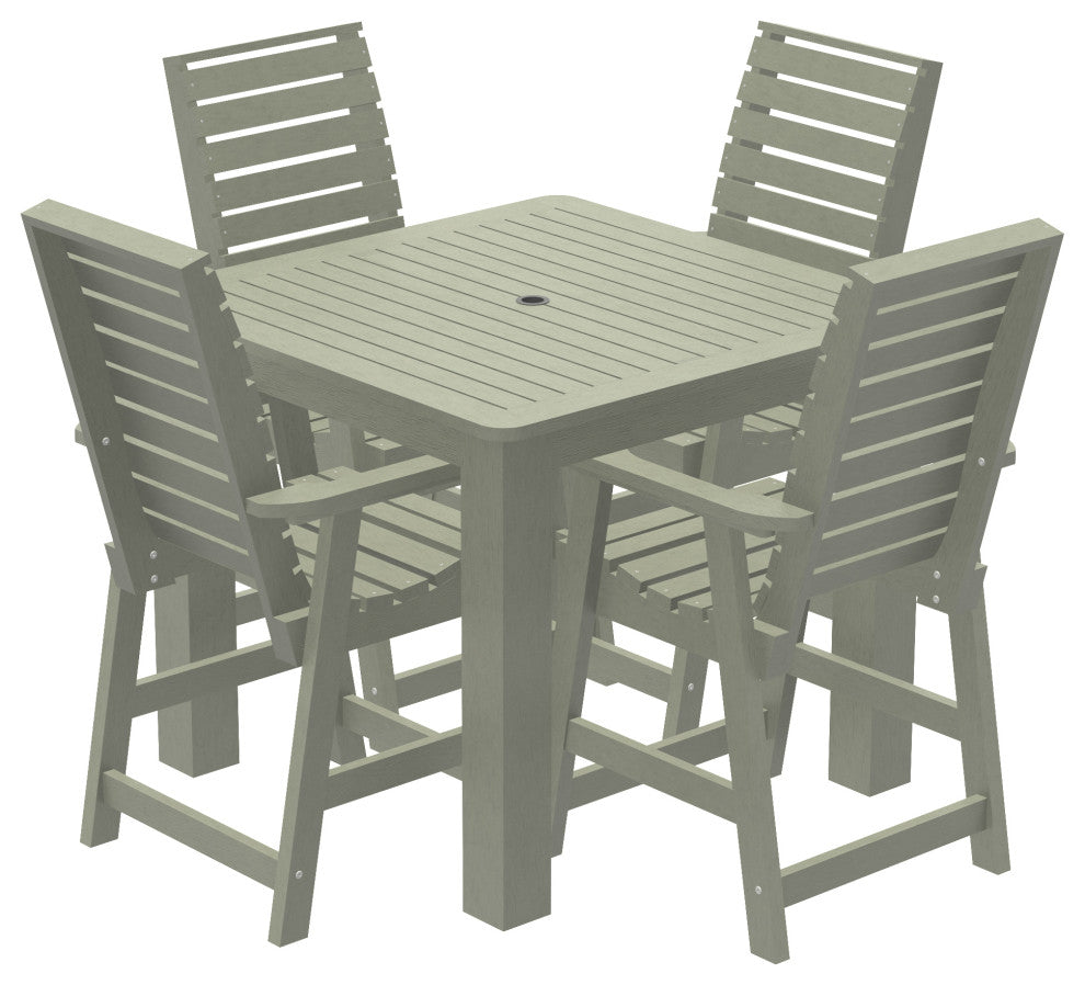 Glennville 5-Piece Square Counter Dining Set, Weathered Acorn, Eucalyptus