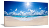 Beautiful Tropical Beach Panorama, Modern Seashore Canvas Art, 32"x16"
