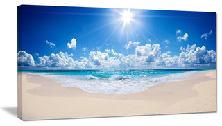 Beautiful Tropical Beach Panorama, Modern Seashore Canvas Art, 32"x16"