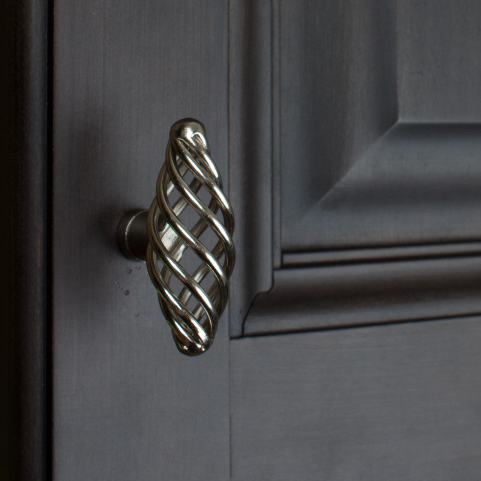 2" Oval Birdcage Knob, Set of 7, Satin Nickel