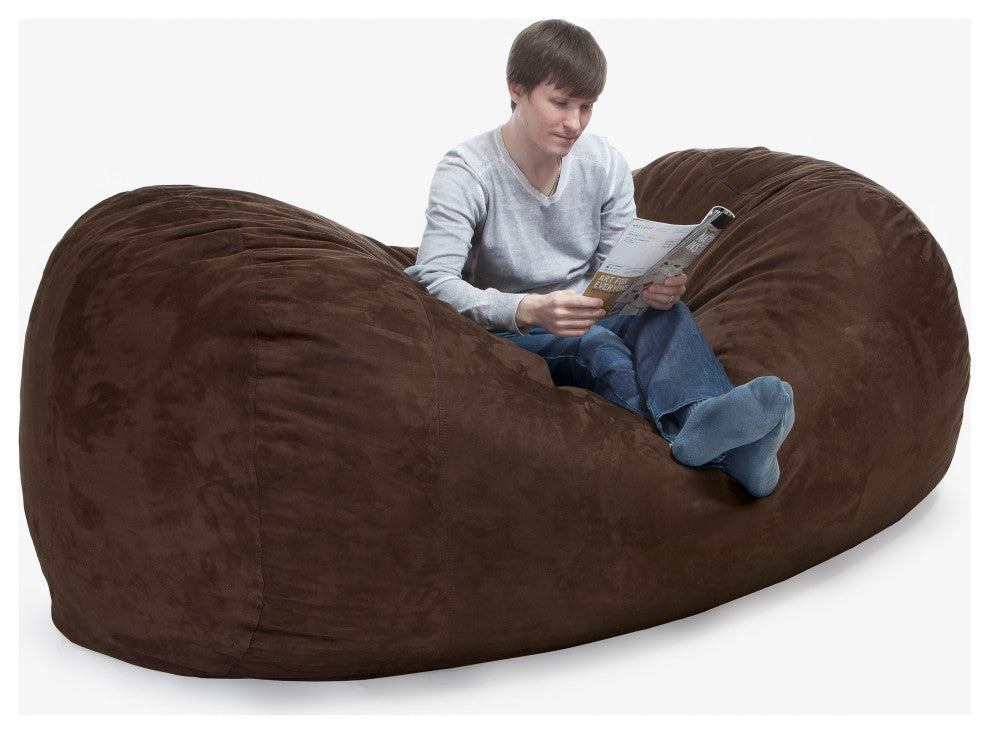 Wanda Traditional 8 Foot Suede Bean Bag, Cover Only, French Roast Brown