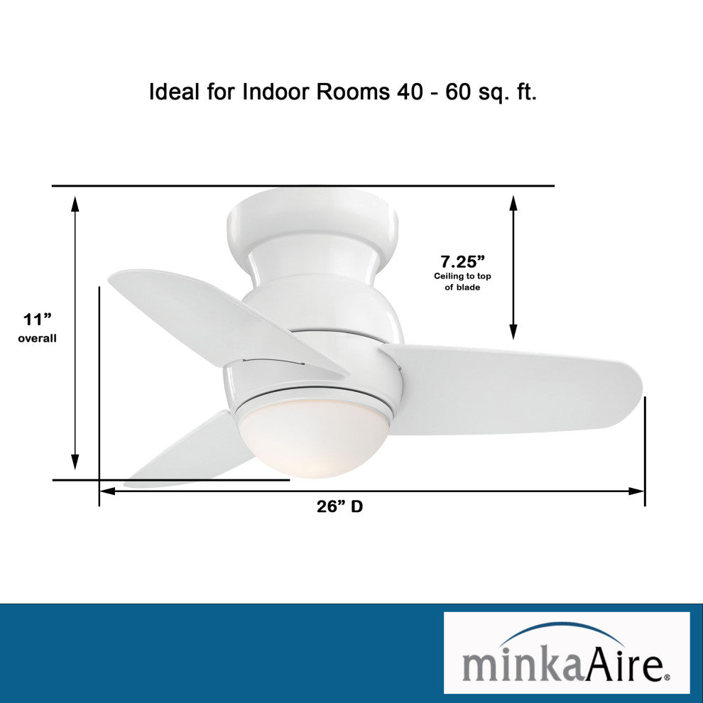 MinkaAire Spacesaver LED Spacesaver 26" 3 Blade Indoor LED Flush - White