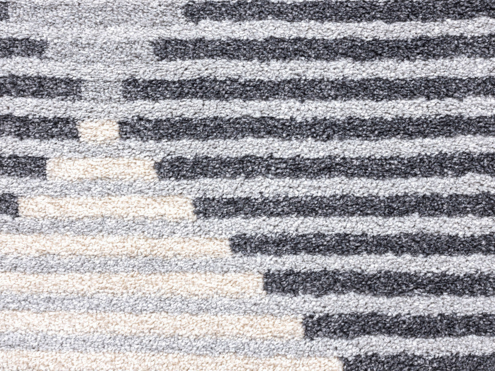 Abani Quartz QRZ150A Shades of Grey Beige Geometric Striped Area Rug