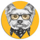 Funny Terrier Dog With Glasses, Animal Round Metal Wall Art, 36"