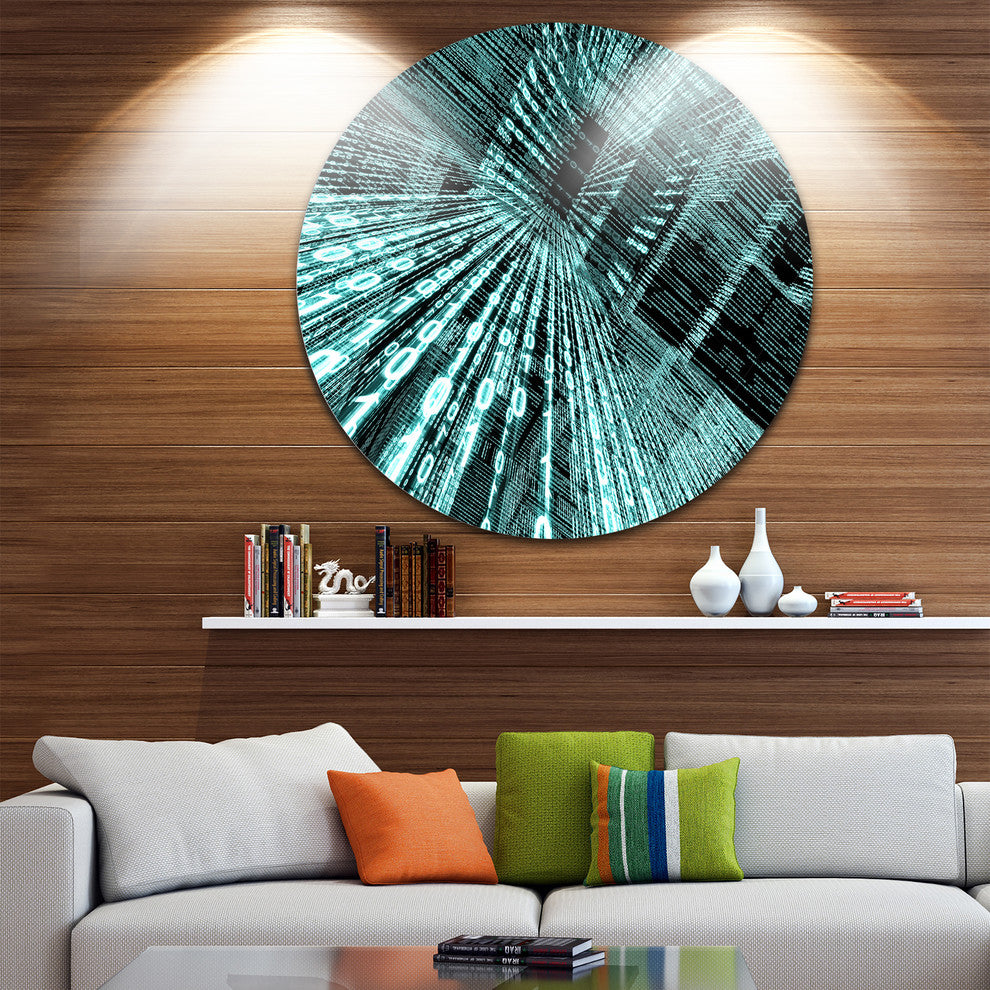 Binary Code, Contemporary Art Large Disc Metal Wall Art, 23"