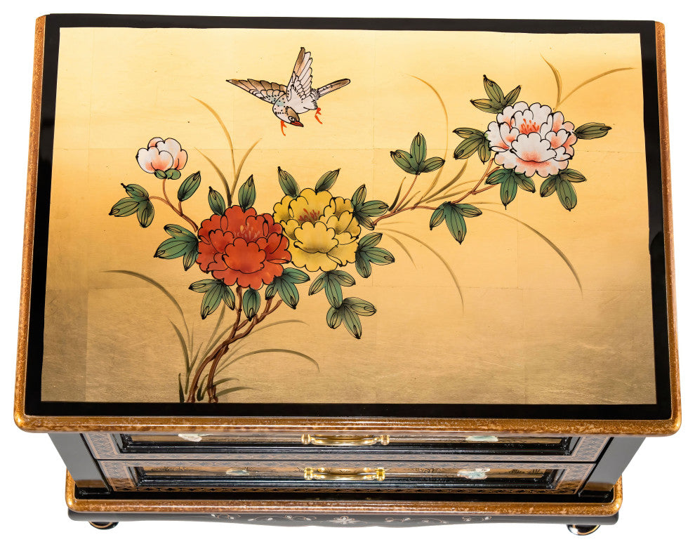 Gold Lacquer Two-Drawer Chest Royal Ladies