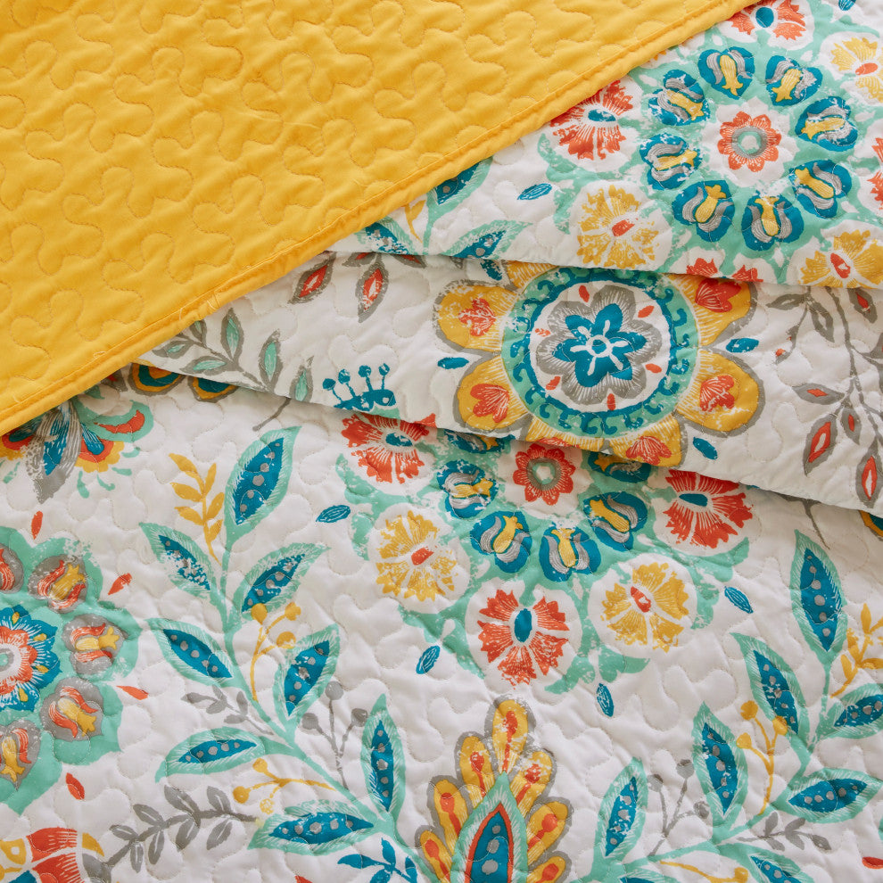 Intelligent Design Microfiber Printed Quilt Set, Twin/Twin Xl