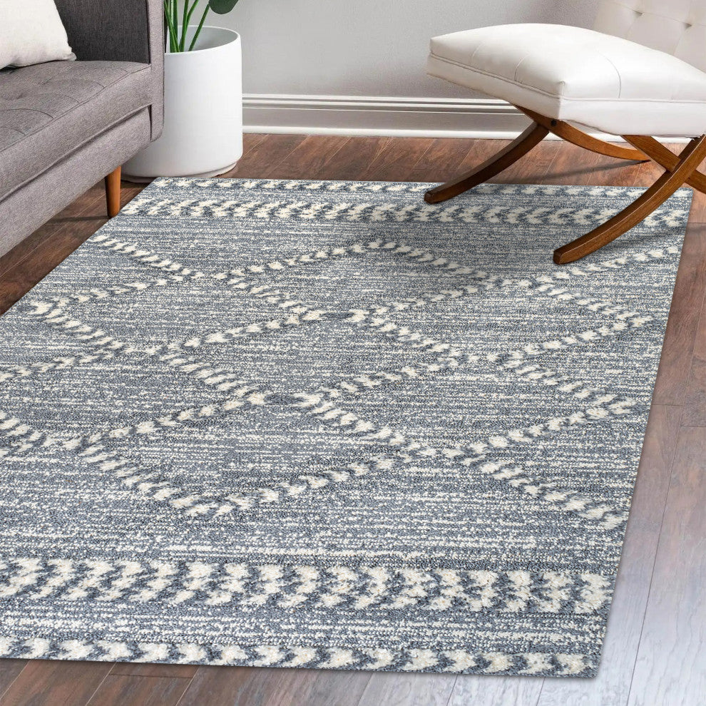 Sofie Moroccan Trellis High-Low Gray/Cream 8'x10' Area Rug