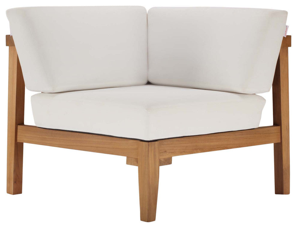 Lounge Sectional Sofa Chair Set, White Natural, Wood, Modern, Outdoor Patio