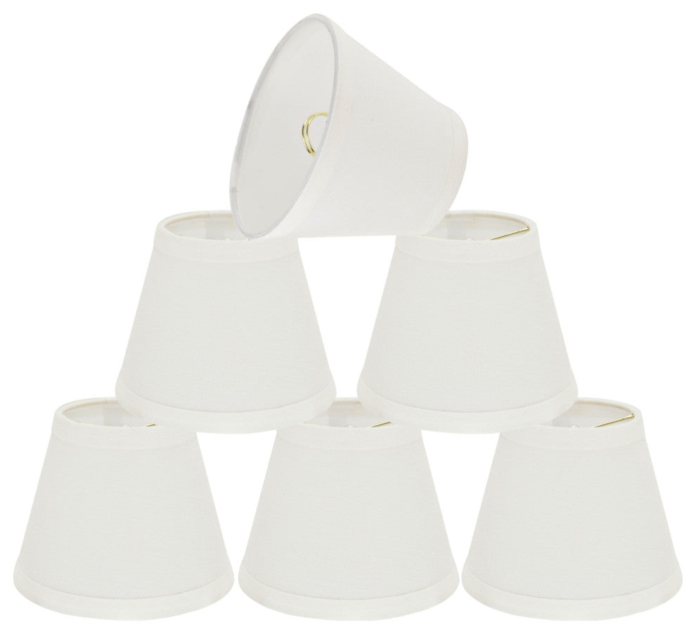 32059-6 Small Hardback Empire Chandelier Clip On Lamp Shade Off White 3"x5"x4"