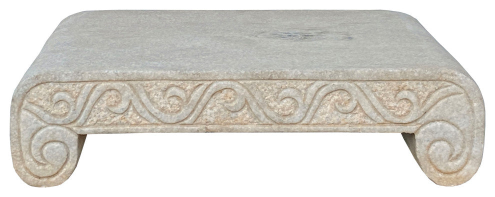 Chinese Off White Gray Marble Stone Rectangular Stand Table Hcs7088