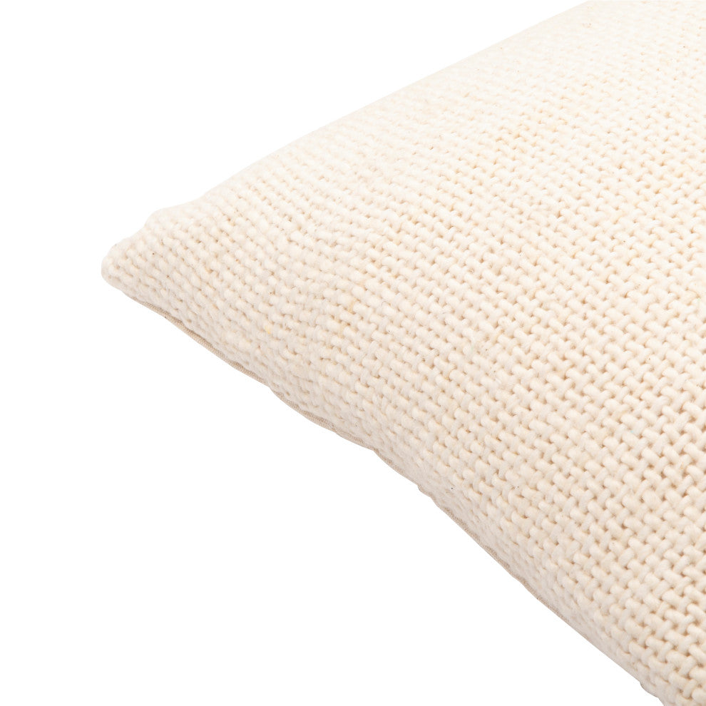 Surya Vanessa Cream Pillow Shell With Polyester Insert 18"H X 18"W
