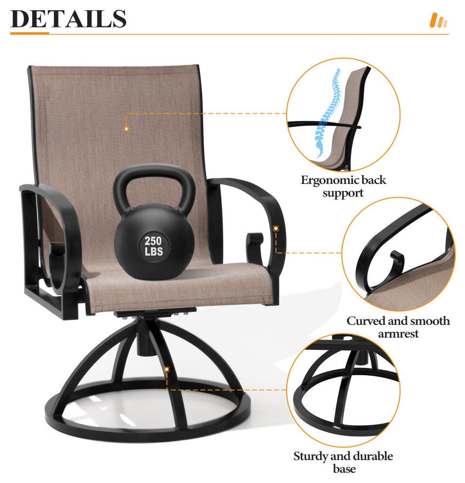 Bar Stool Chair Outdoor Aluminum Rocking Lounge, Brown