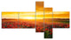 Poppy Field under Ablaze Sunset, Abstract Wall Art Canvas, 60"x32", 5 panels