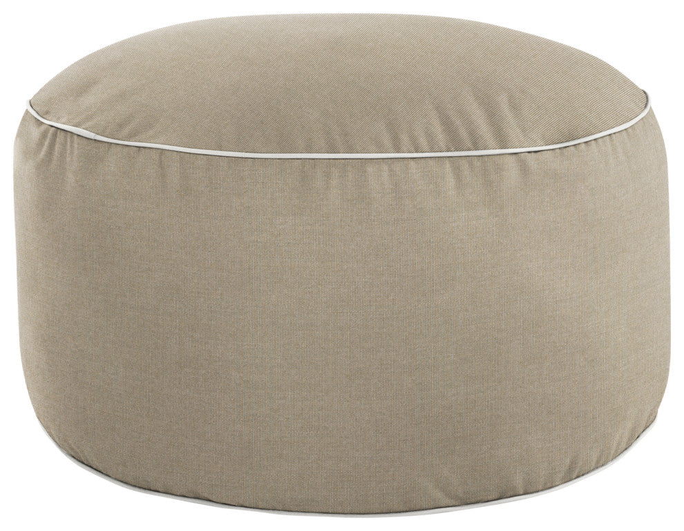 Mozaic Home Canvas Taupe Indoor/Outdoor Round Bean Pouf 30x30x15"