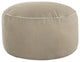 Mozaic Home Canvas Taupe Indoor/Outdoor Round Bean Pouf 30x30x15"