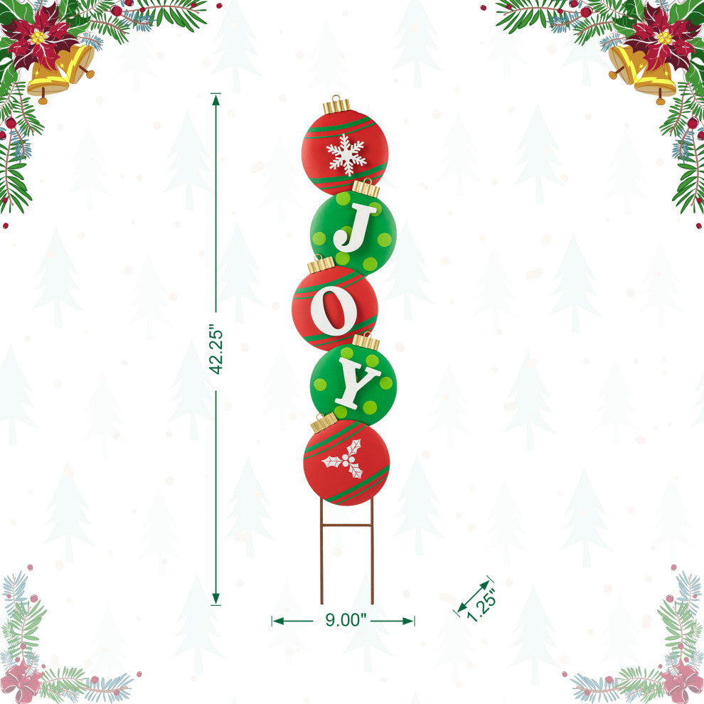 42"H Metal JOY Ornament Yard Stake