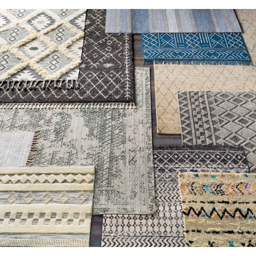Surya Elaziz ELZ-2307 6' Square Rug, Black/Light Gray/Medium Gray/White
