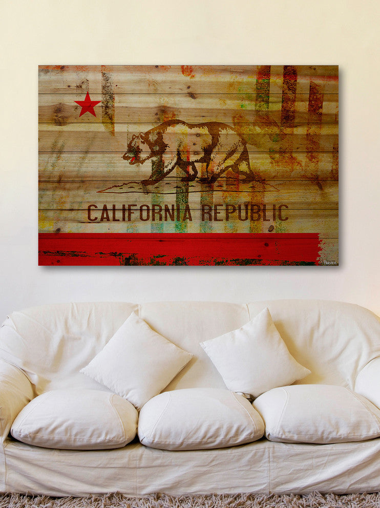 "Cali" Wall Art on Wood, 36"x24"