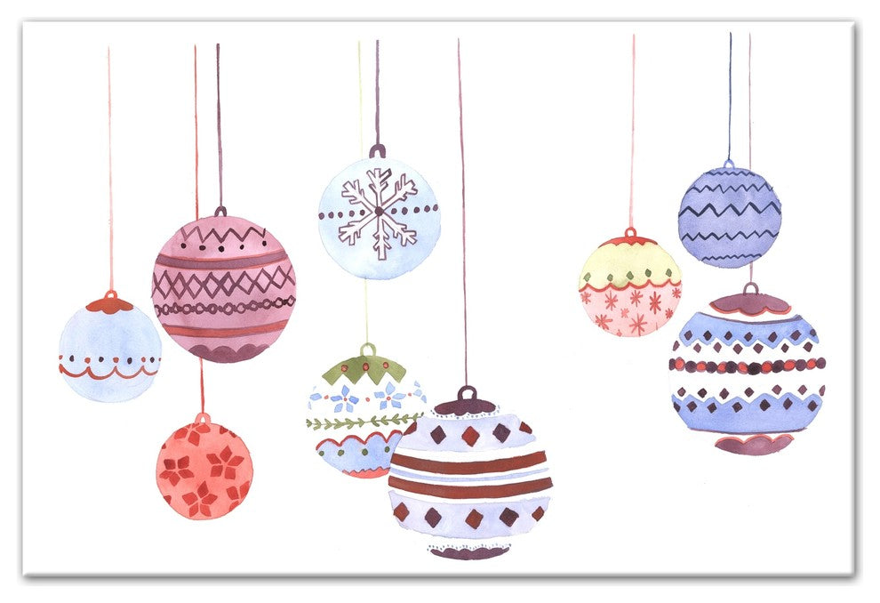 Hanging Watercolor Ornaments Canvas Wall Art, 36"x24"