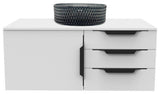 Wildsee Floating Vanity Set With Tempered Clear Glass Sink, Black, 36", White
