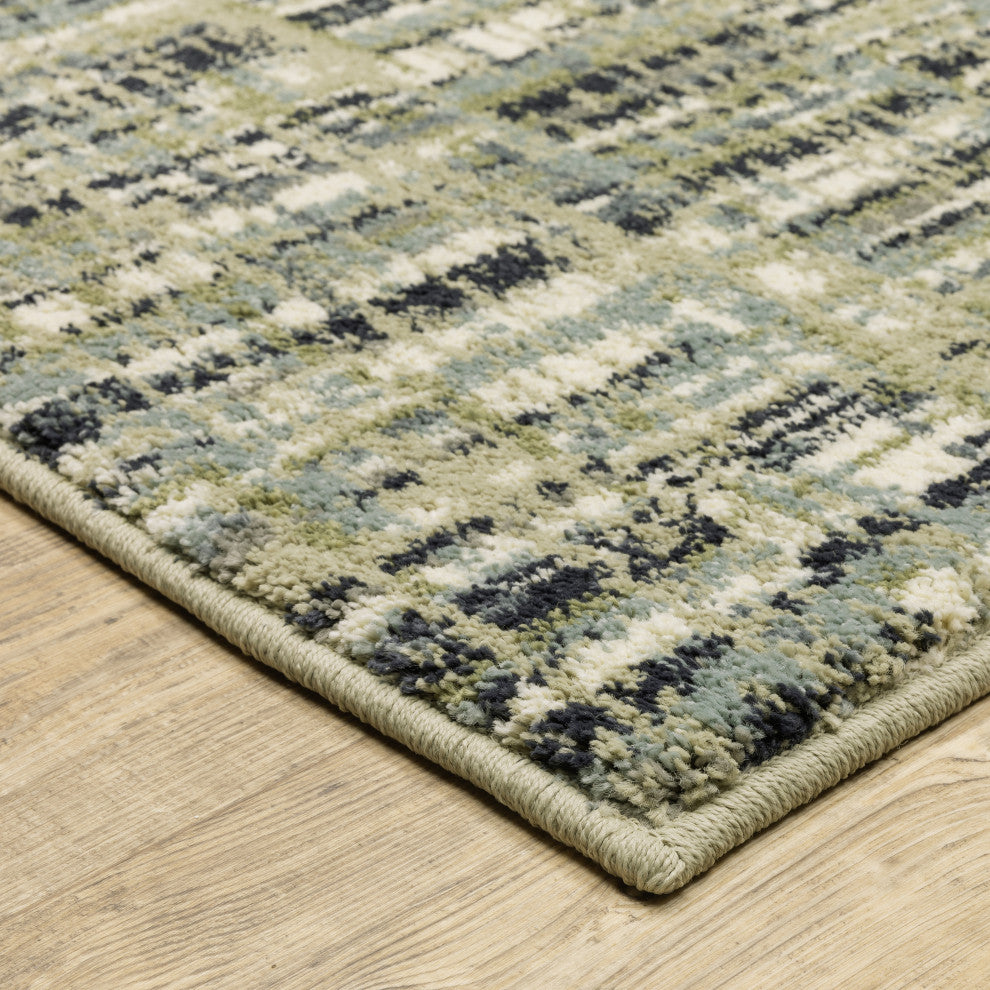 Sarasota Gridwork Indoor Area Rug, Green, 3'10" x 5'5"