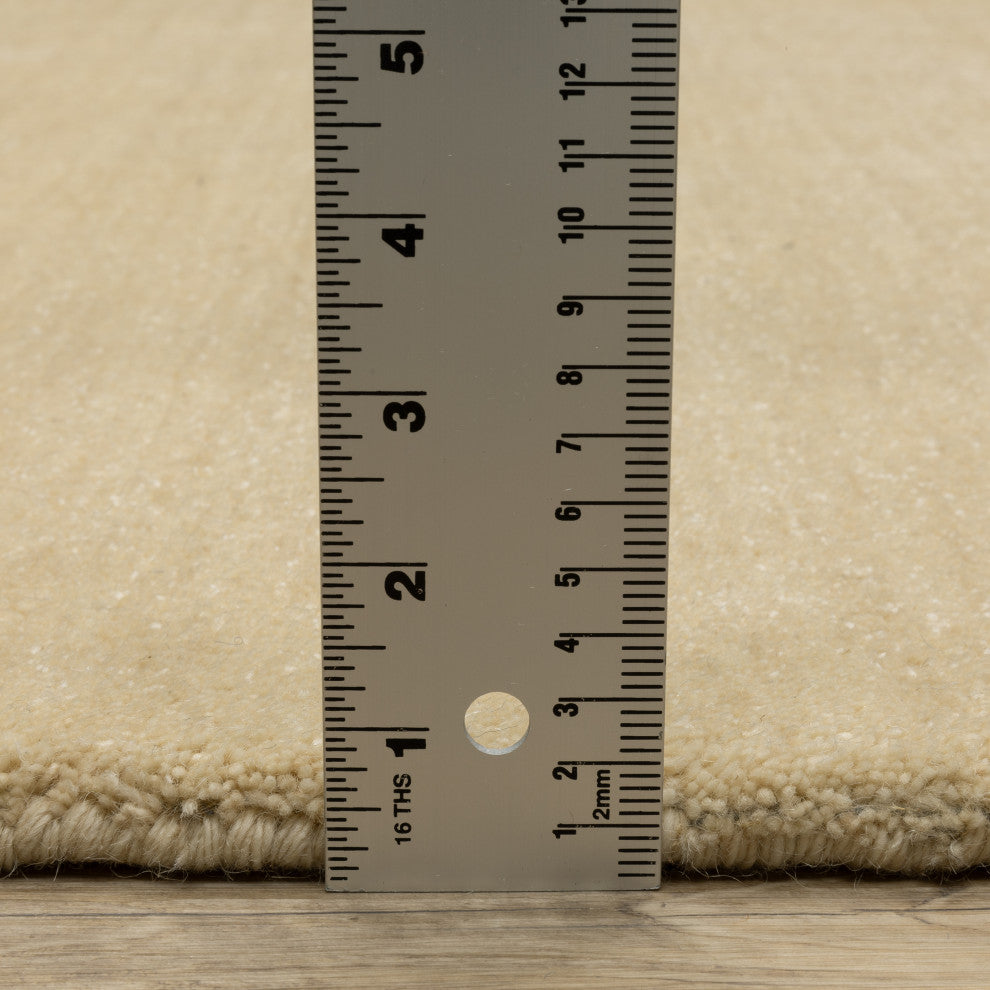 Apollo Heathered Solid Beige Hand-Made Wool Area Rug 8' x 10'