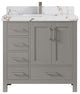 Malibu 36 Center Sink Bath Vanity in Elephant Skin Gray 2" Viola Gold